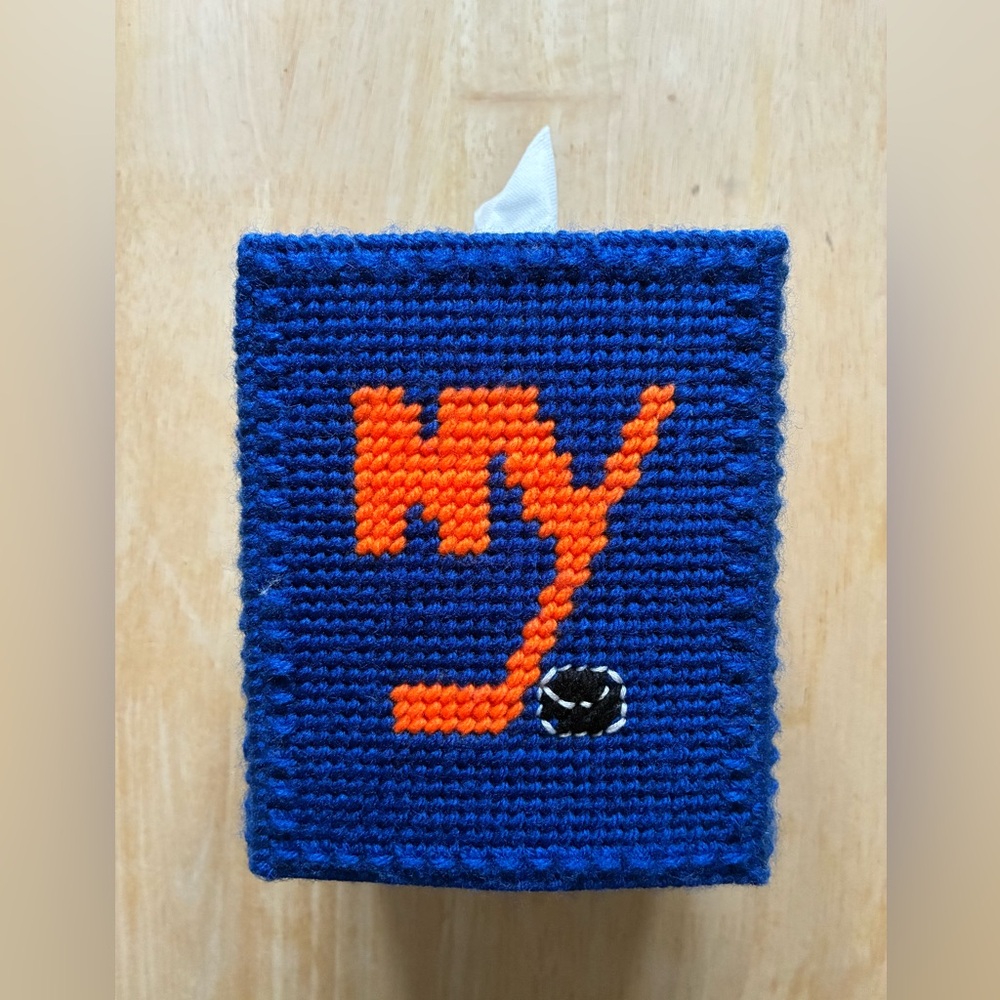 NHL Hockey New York Islanders Handmade Needlepoint Tissue Box Cover
